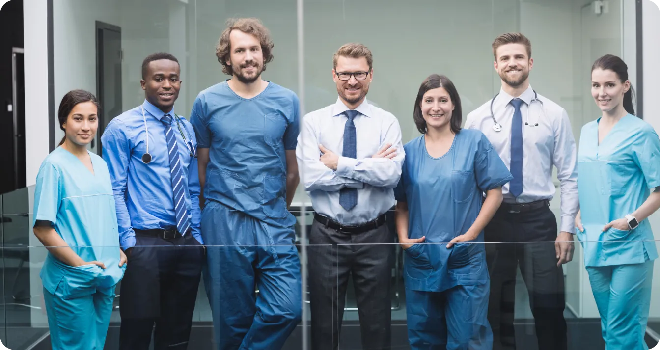 A team of healthcare professionals standing together